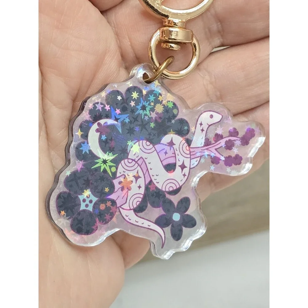Chinese Zodiac Year of the Snake Celestial Holographic Acrylic Keychain Reptile